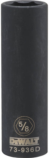 DeWALT DWMT73936OSP Impact Socket, 5/8 in Socket, 1/2 in Drive, 6-Point, CR-440 Steel, Black Oxide